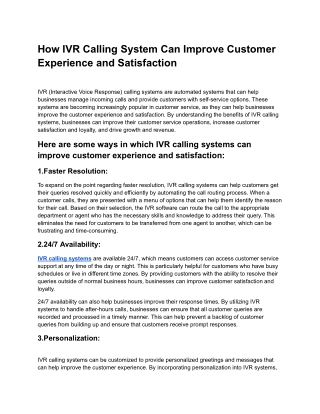 How IVR Calling System Can Improve Customer Experience and Satisfaction.docx