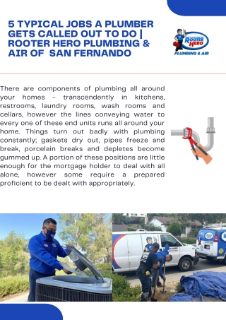 5 Typical Jobs a Plumber Gets Called Out to Do  Rooter Hero Plumbing & Air of  San Fernando