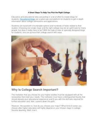 4 Smart Steps To Help You Pick the Right College