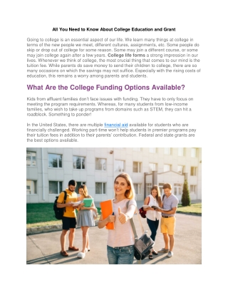 All You Need to Know About College Education and Grant