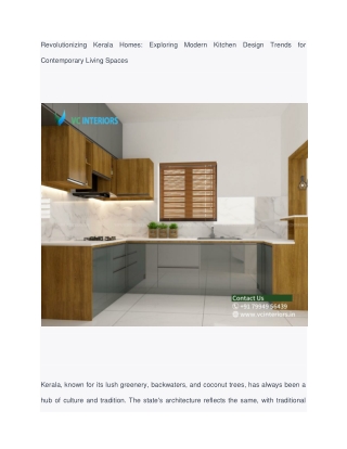 Revolutionizing Kerala Homes: Exploring Modern Kitchen Design Trends for Contemp