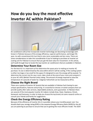 How do you buy the most effective Inverter AC within Pakistan