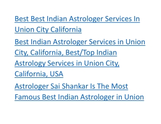 Best Best Indian Astrologer Services In Union City California