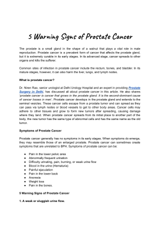 5 Warning Signs of Prostate Cancer