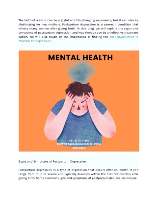 UNDERSTANDING AND TREATING POSTPARTUM DEPRESSION THROUGH THERAPY