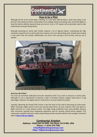 How to be a Pilot