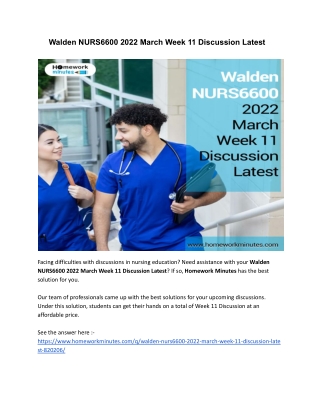 Walden NURS6600 2022 March Week 11 Discussion Latest