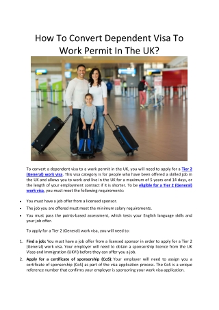 How To Convert Dependent Visa To Work Permit In The UK?