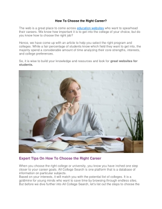 How To Choose the Right Career