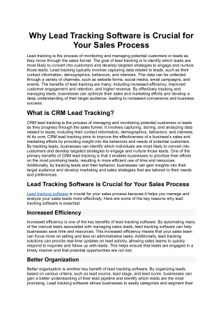 Why Lead Tracking Software is Crucial for Your Sales Process