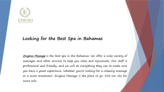 Looking for the Best Spa in Bahamas