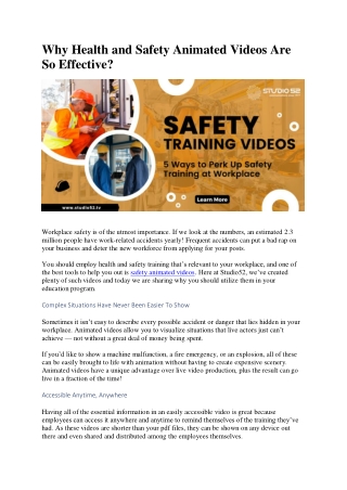 Why Health and Safety Animated Videos Are So Effective