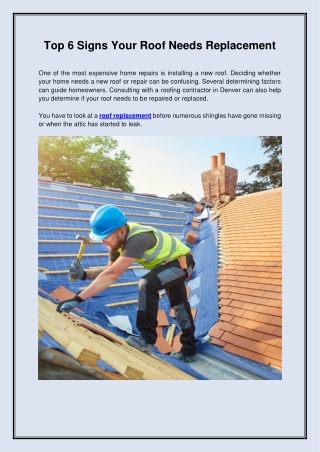 Top 6 Signs Your Roof Needs Replacement