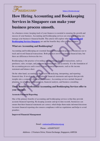 How Hiring Accounting and Bookkeeping Services in Singapore can make your business process smooth.