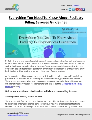 Everything You Need To Know About Podiatry Billing Services Guidelines