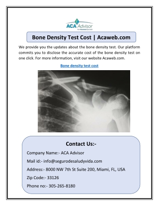 Bone Density Test Cost | Acaweb.com