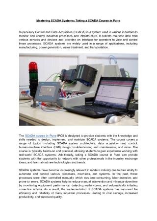 SCADA 4 - Mastering SCADA Systems: Taking a SCADA Course in Pune