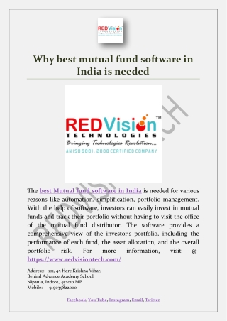 Why best mutual fund software in India is needed