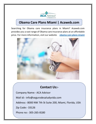 Obama Care Plans Miami | Acaweb.com