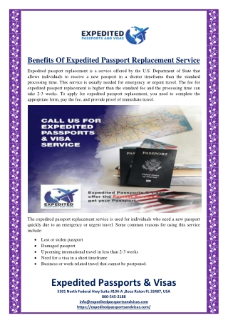 Benefits Of Expedited Passport Replacement Service