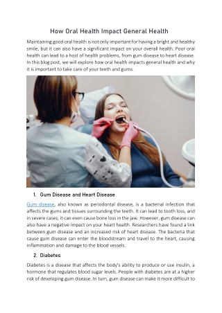 How Oral Health Impact General Health