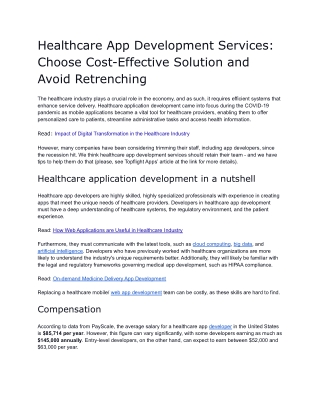 Healthcare App Development Services: Choose Cost-Effective Solution