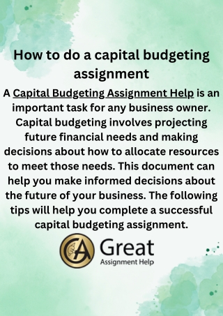 How to do a capital budgeting assignment