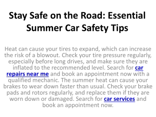 Stay Safe on the Road: Essential Summer Car Safety Tips