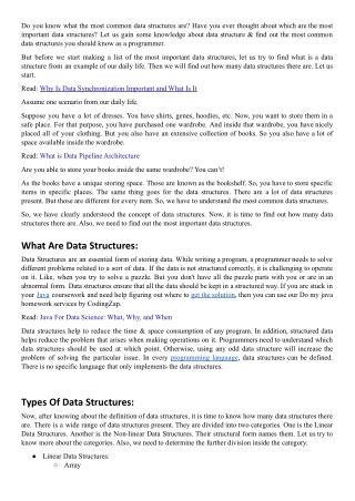The Common Data Structures you should know