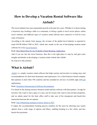 How to Develop a Vacation Rental Software like Airbnb
