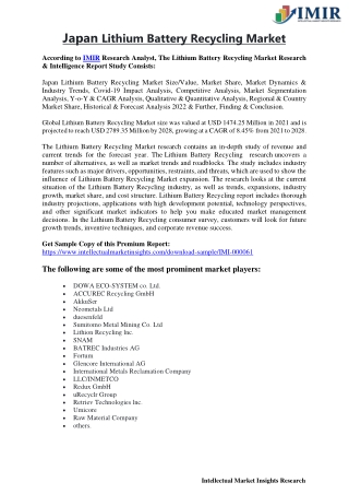 Japan Lithium Battery Recycling Market