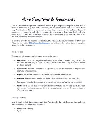 Acne Symptoms & Treatments
