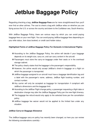 Jetblue Baggage Policy