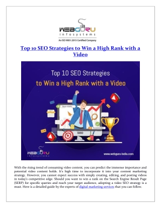 Top 10 SEO Strategies to Win a High Rank with a Video