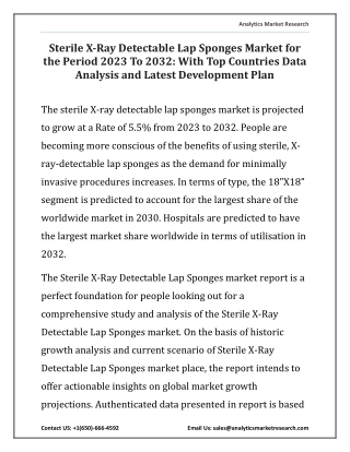 Sterile X-Ray Detectable Lap Sponges Market Share, Size, Demand, Key Players