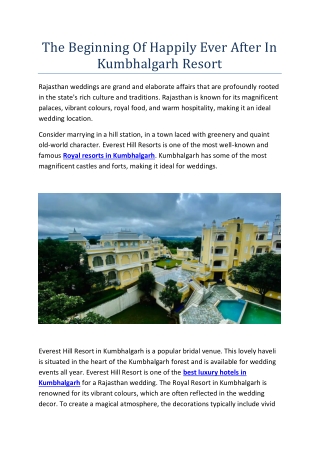 The Beginning Of Happily Ever After In Kumbhalgarh Resort