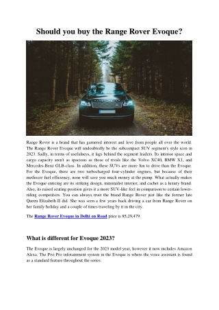 Should you buy the Range Rover Evoque
