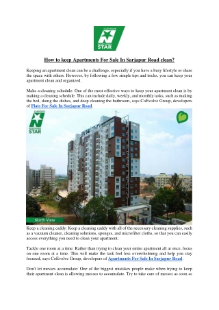 How to keep Apartments For Sale In Sarjapur Road clean