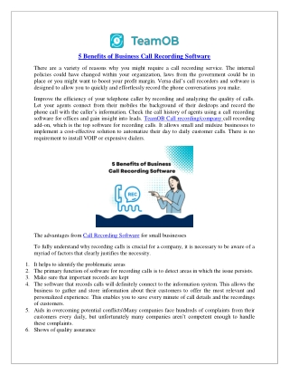 5 Benefits of Business Call Recording Software