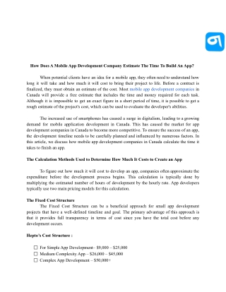 How Does A Mobile App Development Company Estimate The Time To Build An App