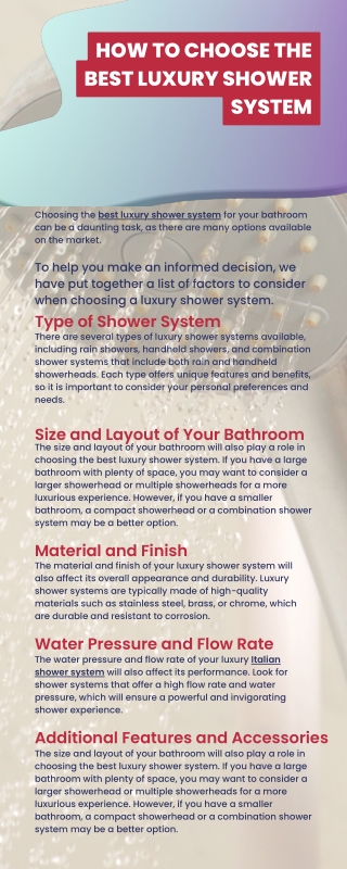 How To Choose The Best Luxury Shower System