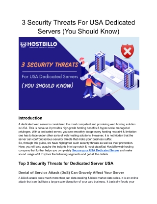 3 Security Threats For USA Dedicated Servers (You Should Know)