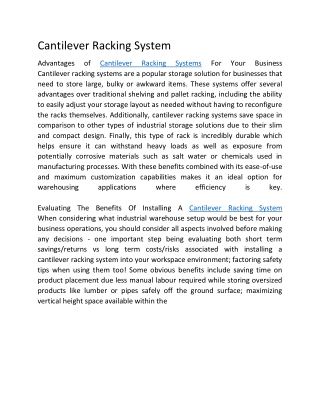 Cantilever Racking System