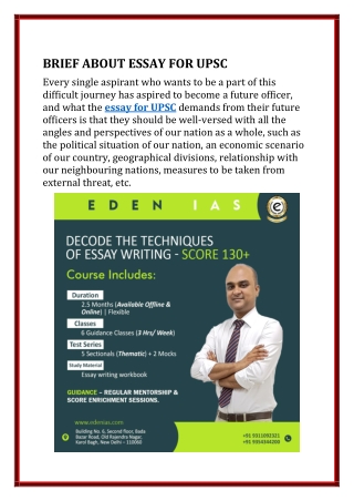 BRIEF ABOUT ESSAY FOR UPSC