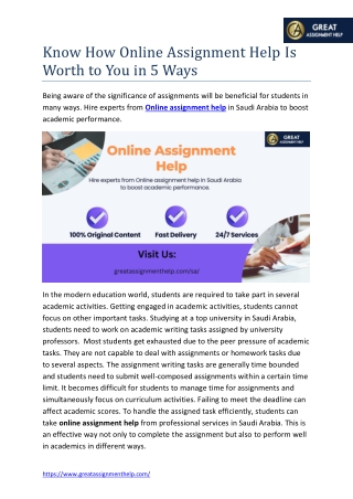 Know How Online Assignment Help Is Worth to You in 5 Ways