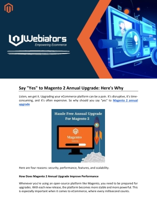 Say "Yes" to Magento 2 Annual Upgrade: Here's Why