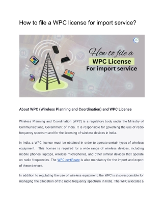 How to file a WPC license for import service?