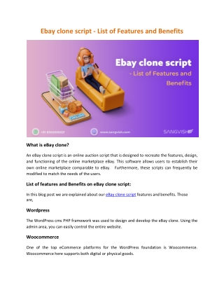 Ebay clone script - List of Features and Benefits