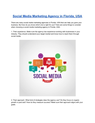 Social Media Marketing Agency in Florida, USA