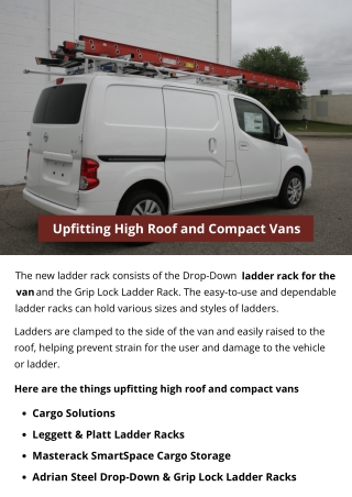 Upfitting High Roof and Compact Vans